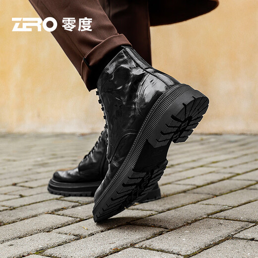 Zero Zero Martin Boots Winter New Black Lace-up Fleece Warm Leather Business Men's Boots Thick Sole Outdoor Boots Men Black [Wear-resistant Rubber Outsole] 42