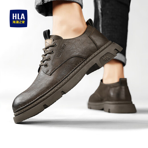 海澜之家（HLA）皮鞋男鞋子四季新款透气正装鞋百搭商务休闲鞋耐磨工装鞋男士45码 黑色-单鞋 （HAAGZM4ABa0548B） 40