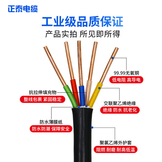 Chint YJV câble spécial de pile de chargement 3*6 45 noyau 4 6 1016 mètre carré Chint 7KW triphasé nouvelle énergie norme nationale inspection 3*6 carré (1 mètre)