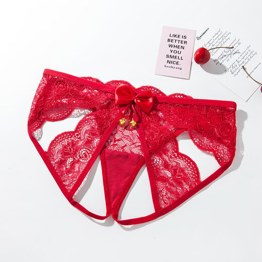 Sexy Lace Fully Transparent Sexy Panties Open and Easy to Take Off Hot Women's Thong High Elastic Perspective Hollow Black M Recommendation 80-115Jin Jin is equal to 0.5kg