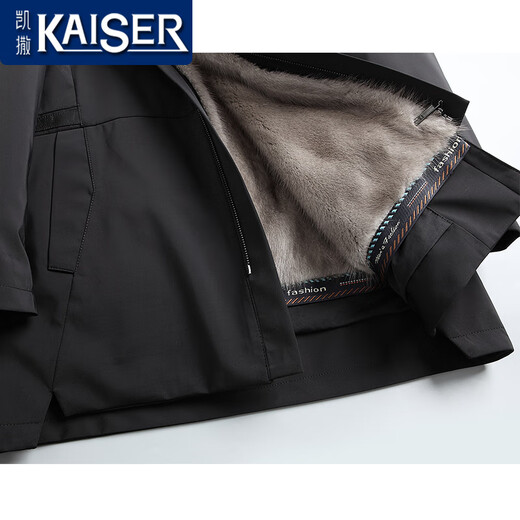 凯撒（KAISER）银蓝水貂内胆派克服男貂皮大衣连帽尼克服整貂皮草风衣干部外套冬 黑色银蓝（袖子加水貂） 180/2XL 适合体重145-160斤