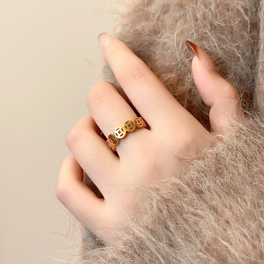 Five Emperors Coin Ring Gold Covered Silver 18k 2025 New Copper Coin for Women 18k Gold Hand-to-Money Ring with + Certificate