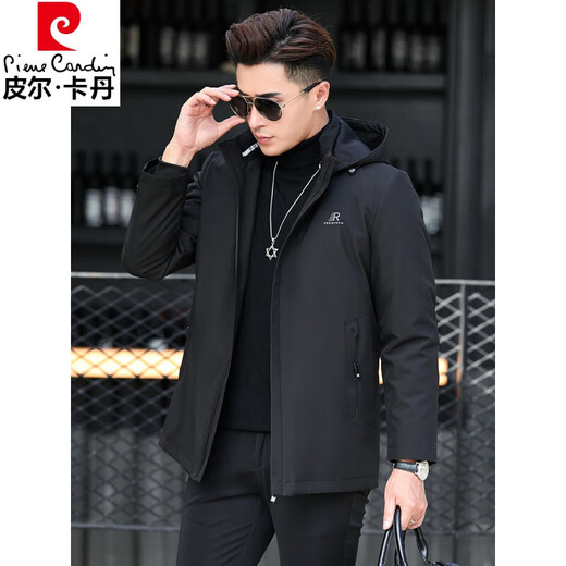 皮尔卡丹（pierre cardin）新款海宁皮草派克服男貂内胆皮毛一体男士短款貂皮大衣厚外套冬季 黑色-B款【貂皮内胆】 M 170【适合100-120斤】