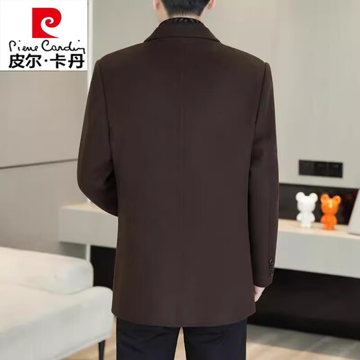 皮尔卡丹（pierre cardin）高档双面羊毛呢大衣男西装领围巾脱卸羽绒内胆男士羊毛呢外套男 黑色【72羊毛+可脱卸羽绒内胆】 L 【121-140斤】