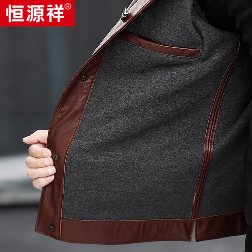 Hengyuanxiang 2024 Neues Produkt First Layer Cowhide Hasing echtes Lederjacke Herren Herbst Fody Motorrad Revers Dicked Leder Jacke Schwarz Single Leder m