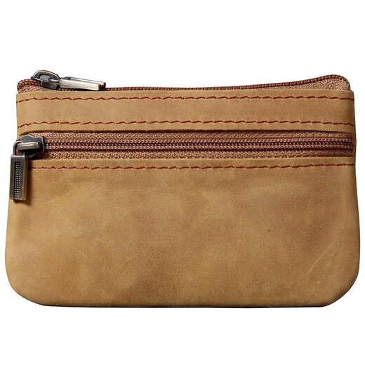 
Jiemou top layer cowhide mini card bag small cow bag men and women retro handmade genuine leather driver's license key bag z1c brown yellow (specially larger version)