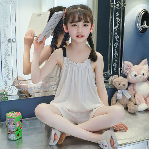 Disney Summer Girls Pyjamas 2024 Neue Kinder dünne Schlinge Home Anzug koreanischer Stil Prinzessinstil Mutter und Tochter Eltern-Kind-Verschleiß Ld11301-Milch Apricot Mahua [Stil] 8 Größe [Vorgeschlagene Höhe 95-105 cm]