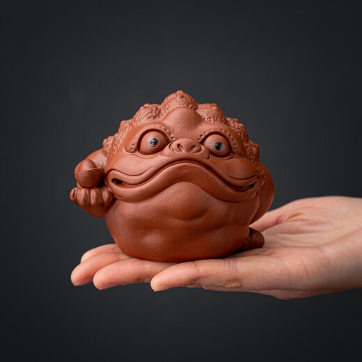 Yuxuan purple sand golden toad designated rich tea pet to attract wealth, handmade can raise high-quality dragon turtle cover tea set accessories ornaments ZY dragon turtle cover with purple mud