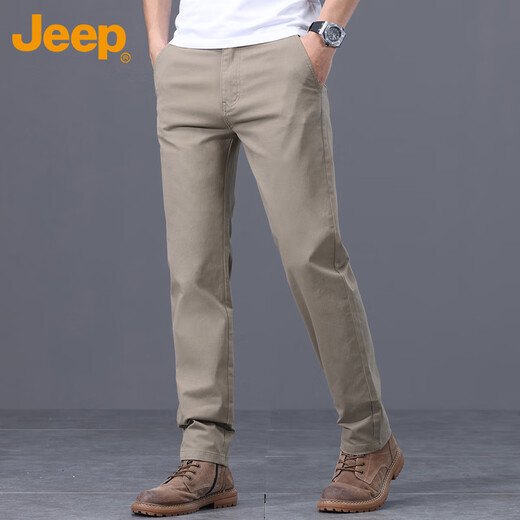 Jeep (JEEP) casual pants men's autumn and winter business loose pants men's trendy straight versatile men's pants khaki 34