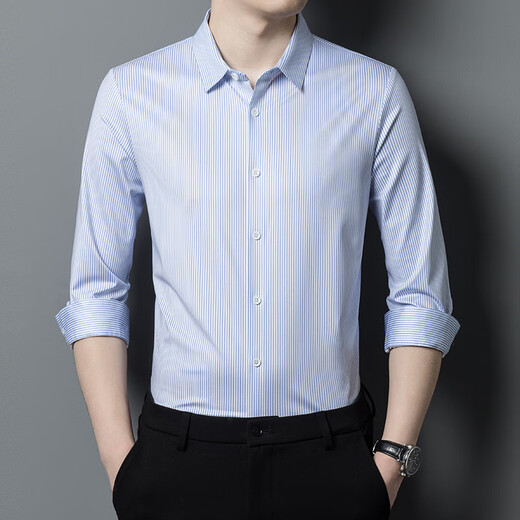 
JASONWOOD official authentic high-end brand men's long-sleeved shirt men's spring business casual middle-aged men's shirt blue plaid 9901 M /165 [Suggested 100-120 Jin [Jin equals 0.5 kg]]
