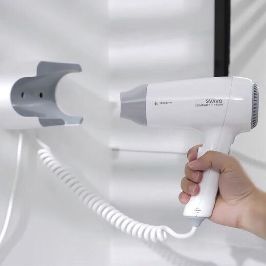 Ruiwo wall-mounted hair dryer for home and hotel special bathroom hair dryer bathroom toilet high-power low-noise negative ion quick-drying hair dryer wall-mounted hotel hair dryer wall-mounted Yishang white gray - high power 1800W