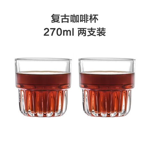 Circle Joy glass coffee retro vertical pattern ice American ice coffee pot latte cup espresso cup 2 pieces