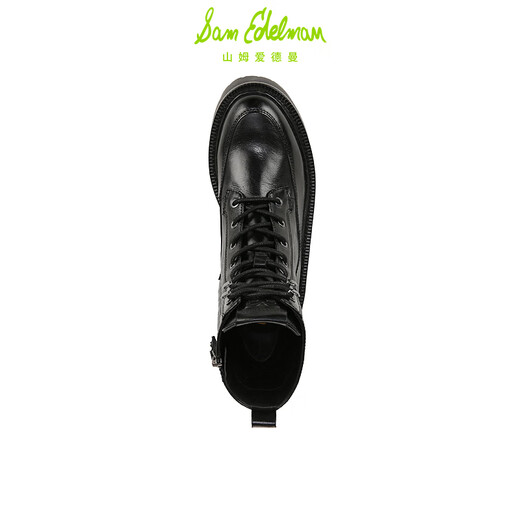 Sam Edelman Sam Edelman Herbst und Winter Schwarze Frauenstiefel runden Zehen Spleiß dicke Absatzstuhl Martin Stiefel Cowhide Dicke Sohle erhöhte Elliot Schwarz 35,5 / US -Größe 5,5 m