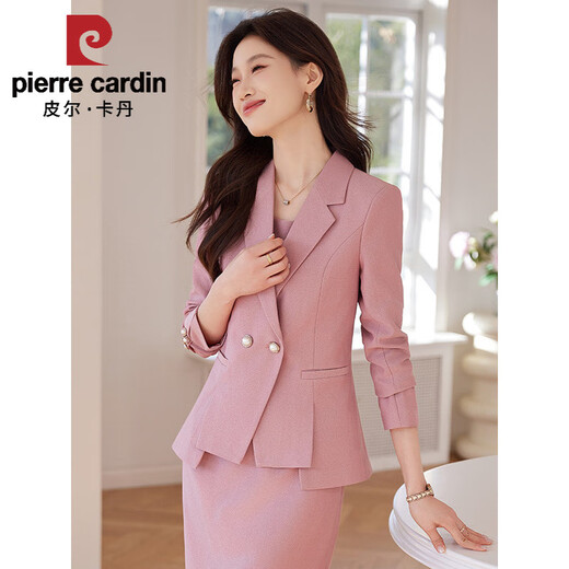 皮尔卡丹（pierre cardin）粉色西装外套女春季2025新款感小个子气质连衣裙两件套工作服 2024粉色826外套2025 3XL