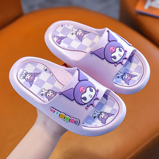 Sanrio Sanrio children's slippers cartoon cute summer home indoor slippers Kuromi girls non-slip parent-child slippers 2808 pink Melody size 34/35 inner length 21.5 cm