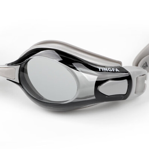 YINGFA swimming goggles HD anti-fog waterproof comfortable training flat light large frame eye protection adult men and women swimming goggles gray
