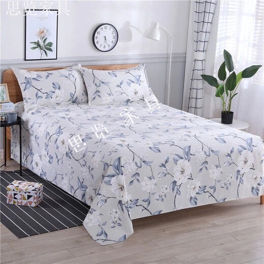 Xingyue Shengfan can't afford to throw the ball, pure cotton old coarse cloth bed sheet three-piece set, thickened cotton single double large bed Kang single bed, small gray flower, 2 meter bed, 2.3x2.7 meter bed sheet