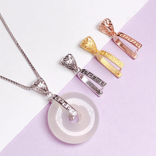 Fat Donglai same style 18k gold universal buckle pendant silver safety buckle clip buckle jade pendant amber buckle DIY necklace rose gold