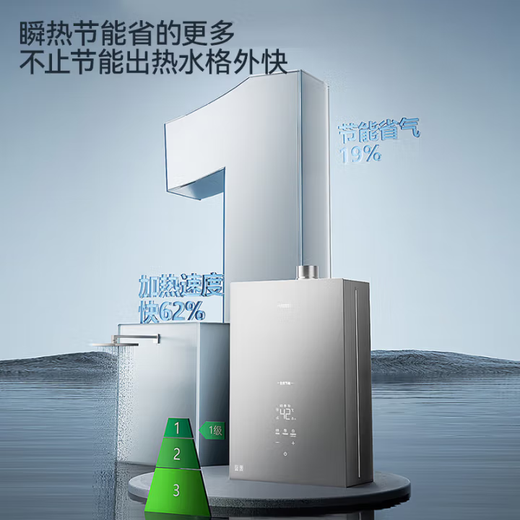 TVATI (VATTI) Chauffe-eau à gaz à subvention nationale Gaz naturel officiel de 16 litres EC5 super première classe à économie d'énergie de première classe eau silencieuse niveau servo protection gaz et électrique à température constante chauffe-eau à température constante 16L i12151S