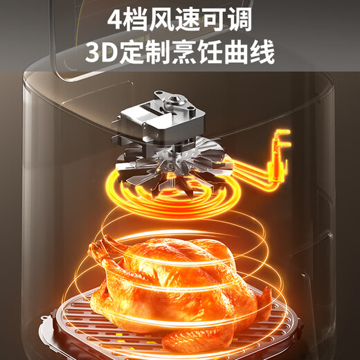 Joyoung air fryer, no need to turn over, double heat source heating, 6.5L large capacity, multi-functional, oil-free, low-fat frying KL65-V573