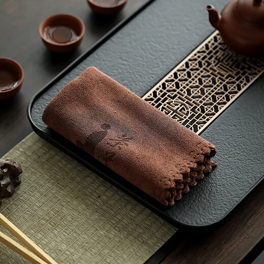 Yishengtang thickened tea towel absorbent kung fu tea set tea ceremony accessories tea table square towel towel wiping table cleaning rag tea cloth thickened yellow 2 pieces
