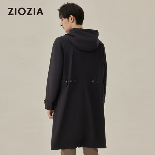 ZIOZIA Korean style men's autumn fashion cotton stretch long Korean style men's windbreaker ZCTC3352 black 100/175/96A