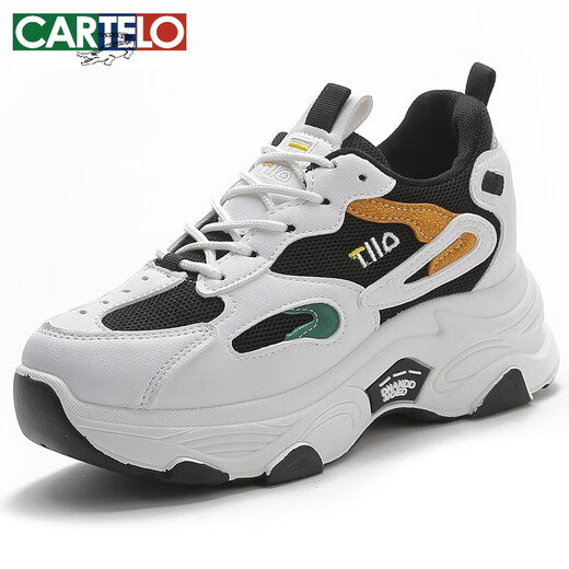 Cartelo Marke Echte Leder -Dad -Schuhe für Frauen 2025 Frühling neuer vielseitiger dicker Sohle bequemer und lässiger Sportschuhe 826 Weiß 38