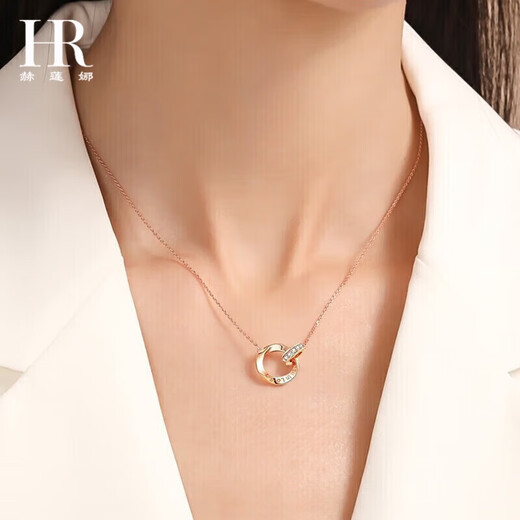 Helena light luxury color gold double ring necklace female Möbius clavicle chain anniversary birthday gift for girlfriend HR Möbius ring light luxury rose gold