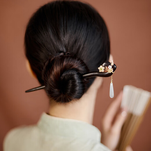 Kamalun (KAMALUN) hairpin 2025 new sandalwood hairpin ancient style rocking hairpin tassel hairpin new Chinese elegant Hanfu hair accessories hairpin + brand gift box lettering customization