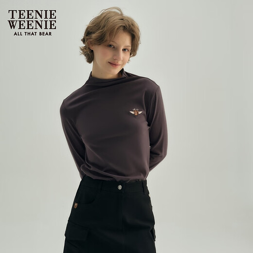 Teenie Weenie bear autumn and winter casually cut heating muscle base layer gray T-shirt white top base layer for women anthracite M (165)