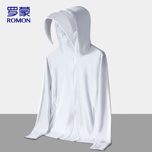 ROMON Ice Silk Sun Protection Clothing Men's Summer UPF50+ Anti-UV Sun Protection Clothing Men's Thin Fishing Jacket Jade White L