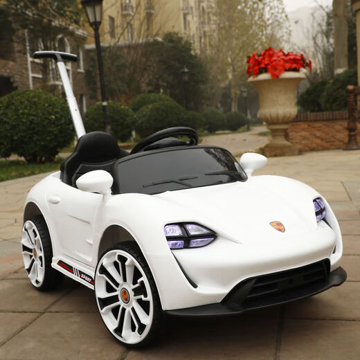 Babypure shine large Porsche electric car car can sit a child baby swing car remote control stroller white dual electric dual drive + remote control + early education + push handle