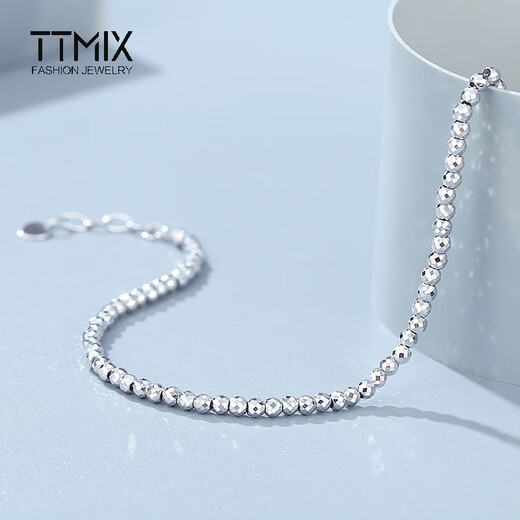 TTMIX shiny bouncy beads women's platinum bracelet pt950 platinum bracelet for girlfriend 5.5-5.7g 16+3cm thick 2.5mm