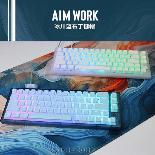 AIMWORK pudding au lait double peau 119 keycap wooting cerf ivre k5 Ningzhi adaptation caractère transmettant la lumière transparent PBT bleu