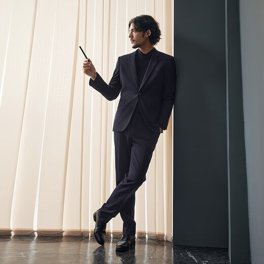 Qipai wool-containing no-iron suit men's autumn and winter new professional business suit groom's wedding suit Navy B46