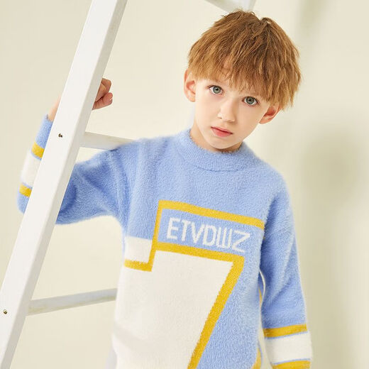 Sanxiangsha (Sanxiangsha) Jungen verdickter Pullover runden Hals Pullover Neue Stil mit mittlerer und großer Kinder Herbst und Winterstil Nerz Velvet Pullover Pullover 608 Blau [hinzugefügte Samtstil hinzugefügt] 150 [Höhe 135-145]
