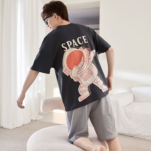 颂玫芬新款睡衣男夏季短袖青年卡通蜡笔小新男士家居服套装夏天 1478毛绒熊 M 小(80-95斤)