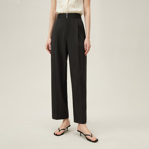 
Fan Silann commuting belt design straight-leg casual pants for women in summer 2024 new pants 24FS12159 black XS