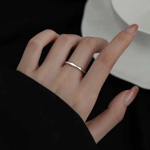 Su Shiliu 925 silver geometric ring for women, light luxury vegetarian ring, index finger tail ring, open ring, high-end birthday gift for girlfriend, 925 silver faceted geometric ring
