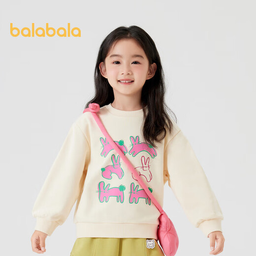 Balabala Children's Sweatshirt Girls 2024 Spring and Automn Clothion Rabbit Sweet Round Neck Pullover Top Cute 208324121001