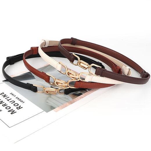 
Women's belt fashionable simple decorative dress waist-hugging versatile white thin belt sexy waist belt 1 cm wide 1661 [black] 90cm