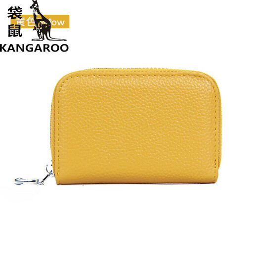 袋鼠（KANGAROO）名牌精致头层牛皮风琴卡包多卡位大容量防盗女士卡夹男卡片包真皮 黑色