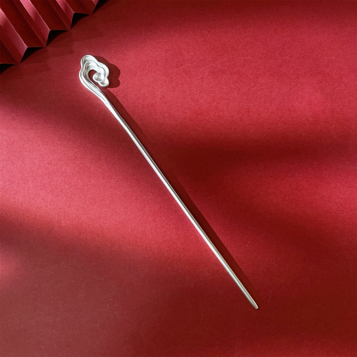 Pure silver 990 solid retro Ruyi Xiangyun silver hairpin for women Mid-Autumn sterling silver hair accessories birthday gift for girlfriend Pure silver 999 solid hairpin (13.5g) + certificate + gift box blue