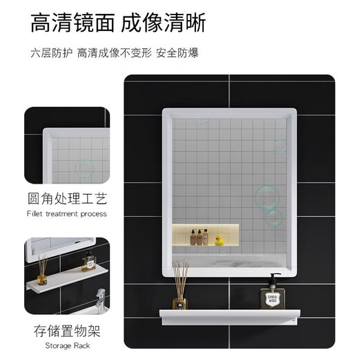 Linear Home triangular basin wall-mounted washbasin small apartment corner bracket fan-shaped mini washbasin household ceramic basin 25.5cm triangle basin + hot and cold faucet + square mirror