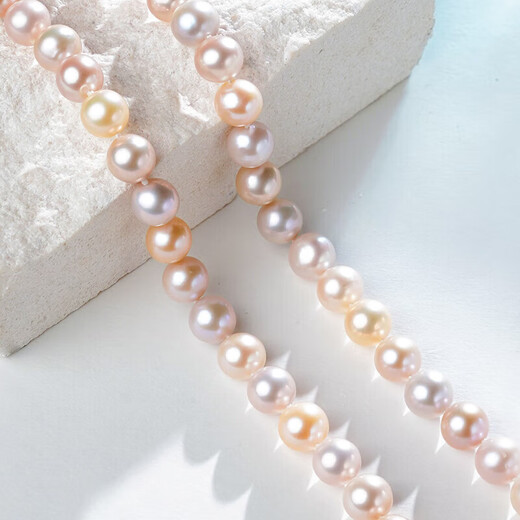 Tahitian freshwater pearl necklace 925 silver buckle head 8-9mm candy color near round bright pearl bead chain for my wife