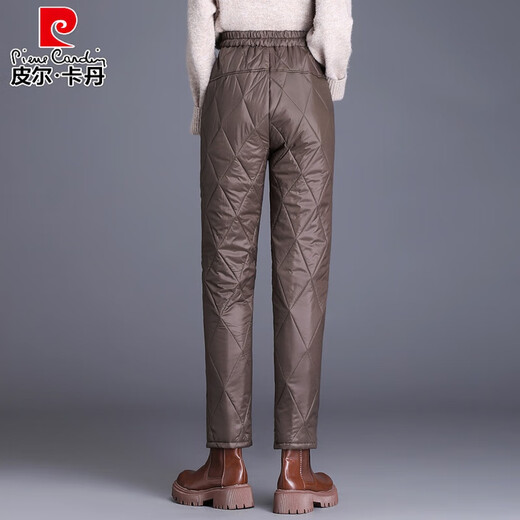 Pierre Cardin Down Pants Women's Outerwear 2025 Autumn and Winter New Pants - 40 Degree Coldproof Straight Cotton Pants Versatile Khaki M Recommended 90-105 Jin Jin equals 0.5 kg