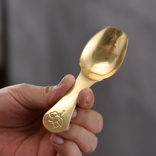 Lulai Juhao high-end brass tea spoon single household tea spoon tea spoon tea making tool tea spoon Kung Fu tea set accessories brass lotus tea spoon