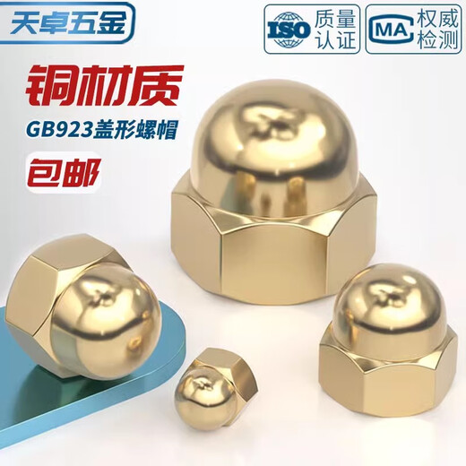 Tianzhuo Hardware national standard pure copper cap nut household decorative cap copper cap nut cap nut M3M4M5M6M8-M20mm M8-5 only