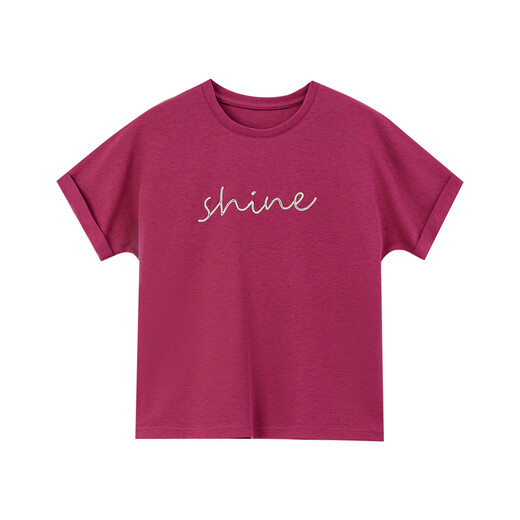 Vanciman Simple Commouting Round Cou T-shirt à manches courtes pour les femmes 2025 Nouvelle lettre lâche décontractée imprimé Top M7031 Rose profonde Red S