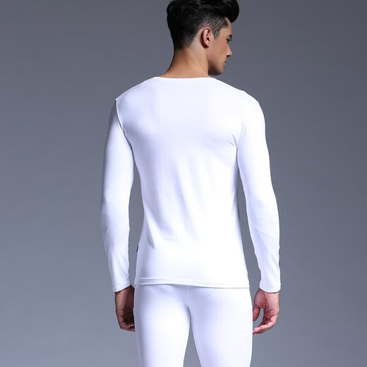 Hancai Thermal Underwear Men's Spring and Autumn V-neck Modal Cotton Autumn Clothes and Autumn Pants Bottoming Men's Suit White XL